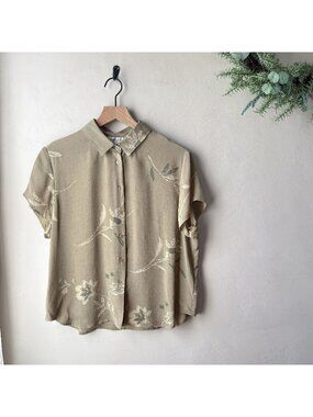 Vintage Jones New York Green Silk Button Down Shirt